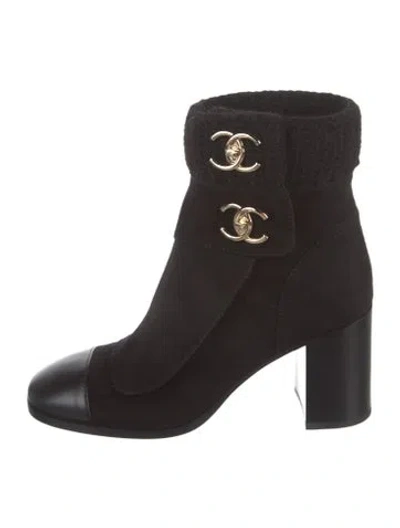 Pre-owned Chanel 2023 Interlocking Cc Logo Boots W/ Tags In Black