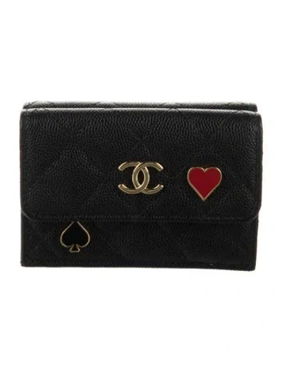 Pre-owned Chanel 2023 Interlocking Cc Logo Card Holder In Black