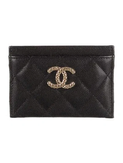 Pre-owned Chanel 2023 Interlocking Cc Logo Card Holder In Black