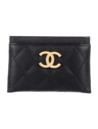 Pre-owned Chanel 2023 Interlocking Cc Logo Card Holder In Black