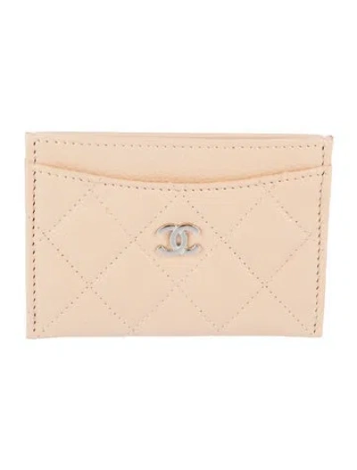 Pre-owned Chanel 2023 Interlocking Cc Logo Card Holder In Neutrals
