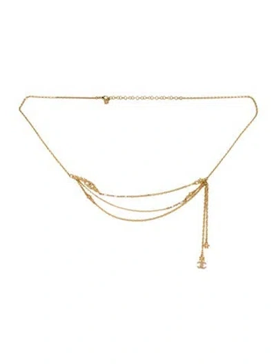Pre-owned Chanel 2023 Interlocking Cc Logo Chain-link Belt In Gold