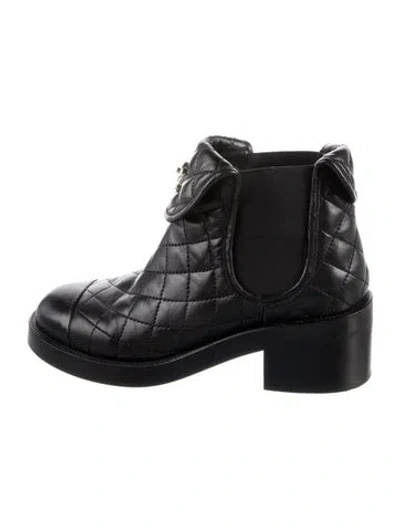 Pre-owned Chanel 2023 Interlocking Cc Logo Combat Boots In Black