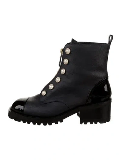 Pre-owned Chanel 2023 Interlocking Cc Logo Combat Boots In Blue