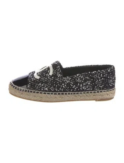 Pre-owned Chanel 2023 Interlocking Cc Logo Espadrilles In Black
