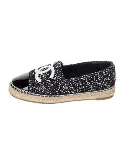 Pre-owned Chanel 2023 Interlocking Cc Logo Espadrilles In Black
