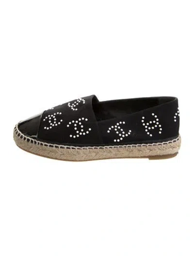 Pre-owned Chanel 2023 Interlocking Cc Logo Espadrilles In Black
