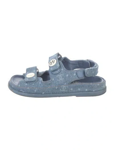 Pre-owned Chanel 2023 Interlocking Cc Logo Espadrilles In Blue