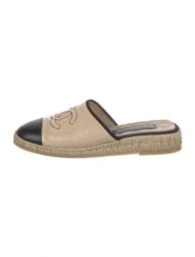 Pre-owned Chanel 2023 Interlocking Cc Logo Espadrilles In Neutral