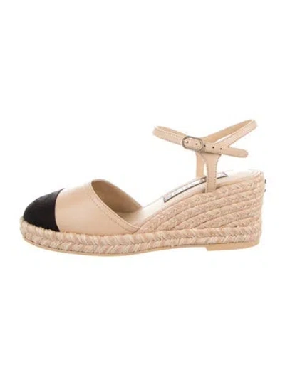 Pre-owned Chanel 2023 Interlocking Cc Logo Espadrilles In Neutrals
