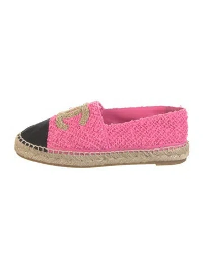 Pre-owned Chanel 2023 Interlocking Cc Logo Espadrilles In Pink