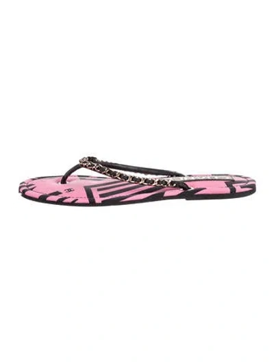 Pre-owned Chanel 2023 Interlocking Cc Logo Flip Flops In Multi