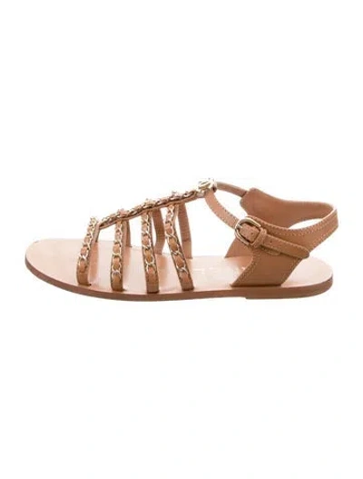 Pre-owned Chanel 2023 Interlocking Cc Logo Gladiator Sandals In Brown