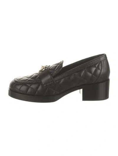 Pre-owned Chanel 2023 Interlocking Cc Logo Loafers In Black
