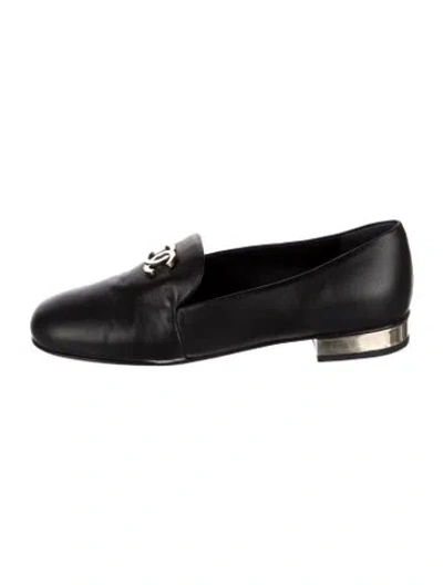 Pre-owned Chanel 2023 Interlocking Cc Logo Loafers In Black