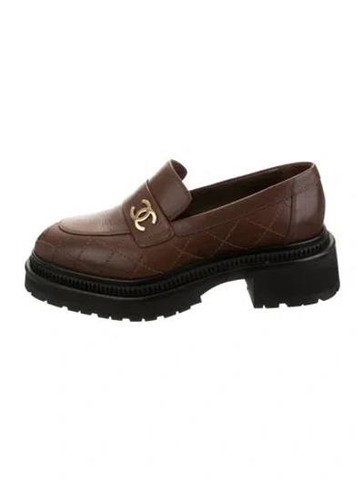 Pre-owned Chanel 2023 Interlocking Cc Logo Loafers In Black