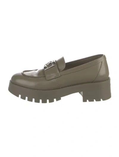 Pre-owned Chanel 2023 Interlocking Cc Logo Loafers In Green