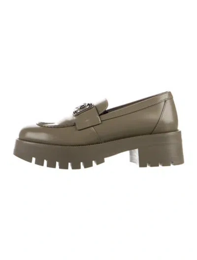 Pre-owned Chanel 2023 Interlocking Cc Logo Loafers In Green