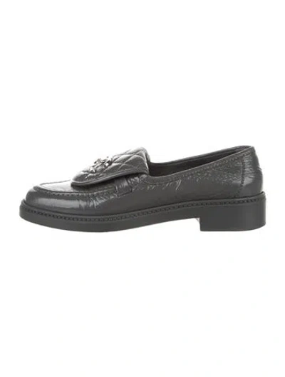Pre-owned Chanel 2023 Interlocking Cc Logo Loafers In Grey