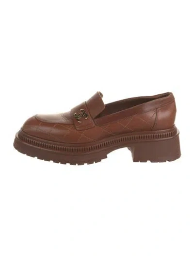 Pre-owned Chanel 2023 Interlocking Cc Logo Loafers In Neutral