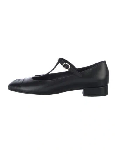 Pre-owned Chanel 2023 Interlocking Cc Logo Mary Jane Flats W/ Tags In Black