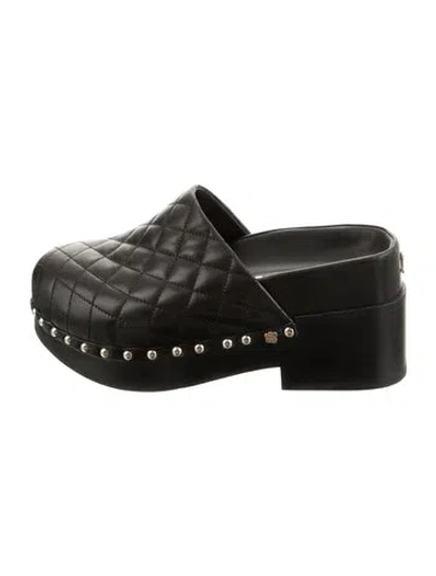 Pre-owned Chanel 2023 Interlocking Cc Logo Mules In Black