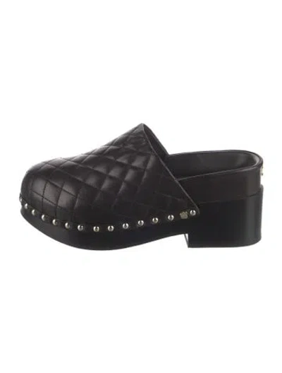 Pre-owned Chanel 2023 Interlocking Cc Logo Mules In Black