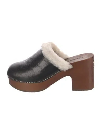 Pre-owned Chanel 2023 Interlocking Cc Logo Mules In Black/brown