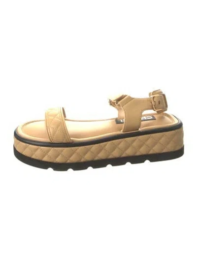 Pre-owned Chanel 2023 Interlocking Cc Logo Sandals In Neutral