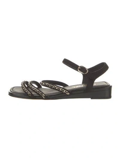 Pre-owned Chanel 2023 Interlocking Cc Logo Sandals W/ Tags In Black