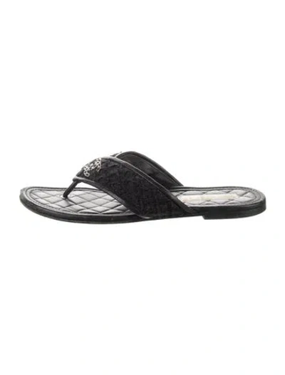 Pre-owned Chanel 2023 Interlocking Cc Logo Slides In Black