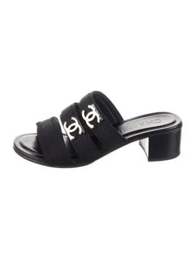 Pre-owned Chanel 2023 Interlocking Cc Logo Slides In Blue