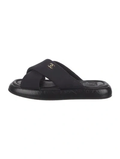 Pre-owned Chanel 2023 Interlocking Cc Logo Slides In Blue
