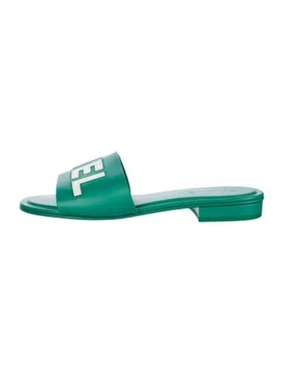 Pre-owned Chanel 2023 Interlocking Cc Logo Slides In Green