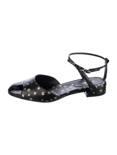 Pre-owned Chanel 2023 Interlocking Cc Logo Slingback Flats In Black