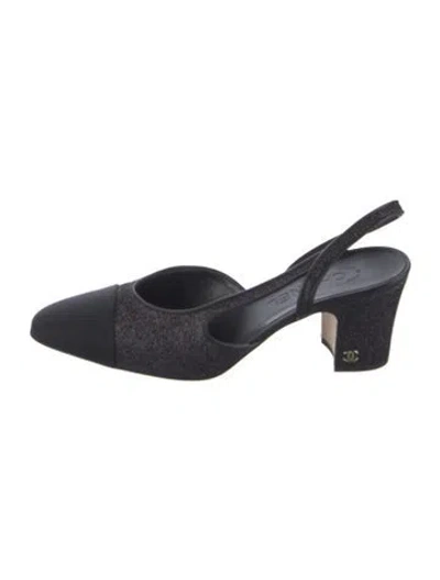 Pre-owned Chanel 2023 Interlocking Cc Logo Slingback Pumps In Black