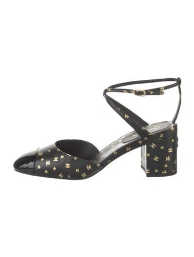 Pre-owned Chanel 2023 Interlocking Cc Logo Slingback Pumps In Black