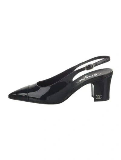 Pre-owned Chanel 2023 Interlocking Cc Logo Slingback Pumps In Blue