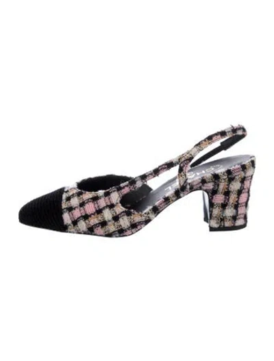 Pre-owned Chanel 2023 Interlocking Cc Logo Slingback Pumps In Multi