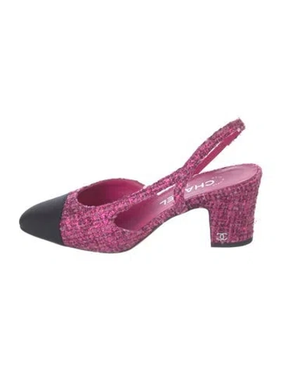 Pre-owned Chanel 2023 Interlocking Cc Logo Slingback Pumps In Pink