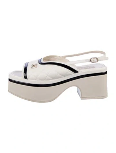 Pre-owned Chanel 2023 Interlocking Cc Logo Slingback Pumps In White
