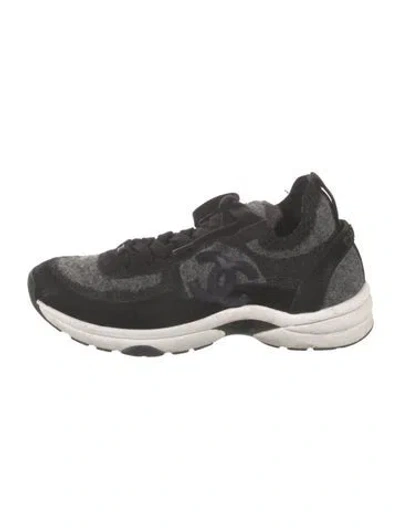 Pre-owned Chanel 2023 Interlocking Cc Logo Sneakers In Black