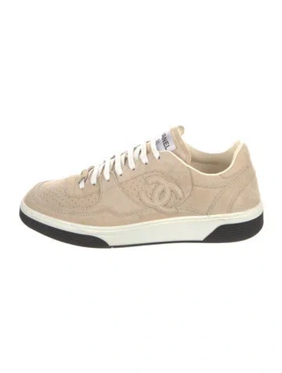 Pre-owned Chanel 2023 Interlocking Cc Logo Sneakers In Neutral