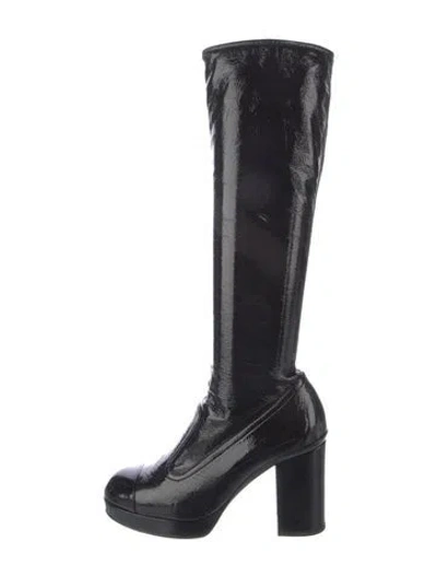 Pre-owned Chanel 2023 Interlocking Cc Logo Sock Boots In Black