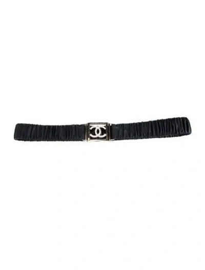 Pre-owned Chanel 2023 Interlocking Cc Logo Waist Belt In Black