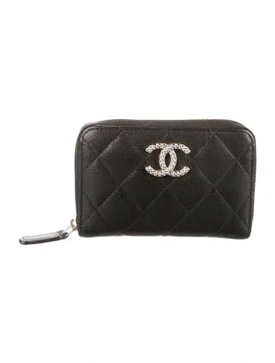 Pre-owned Chanel 2023 Interlocking Cc Logo Wallet In Black