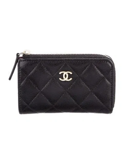 Pre-owned Chanel 2023 Interlocking Cc Logo Wallet In Black