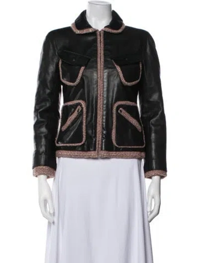 Pre-owned Chanel 2023 Leather Jacket In Black