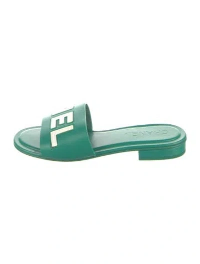 Pre-owned Chanel 2023 Leather Slides In Green