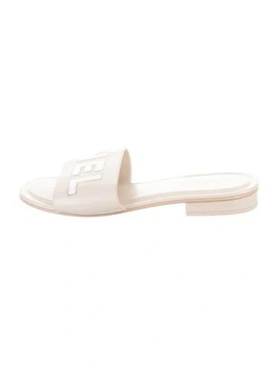 Pre-owned Chanel 2023 Leather Slides In Neutrals